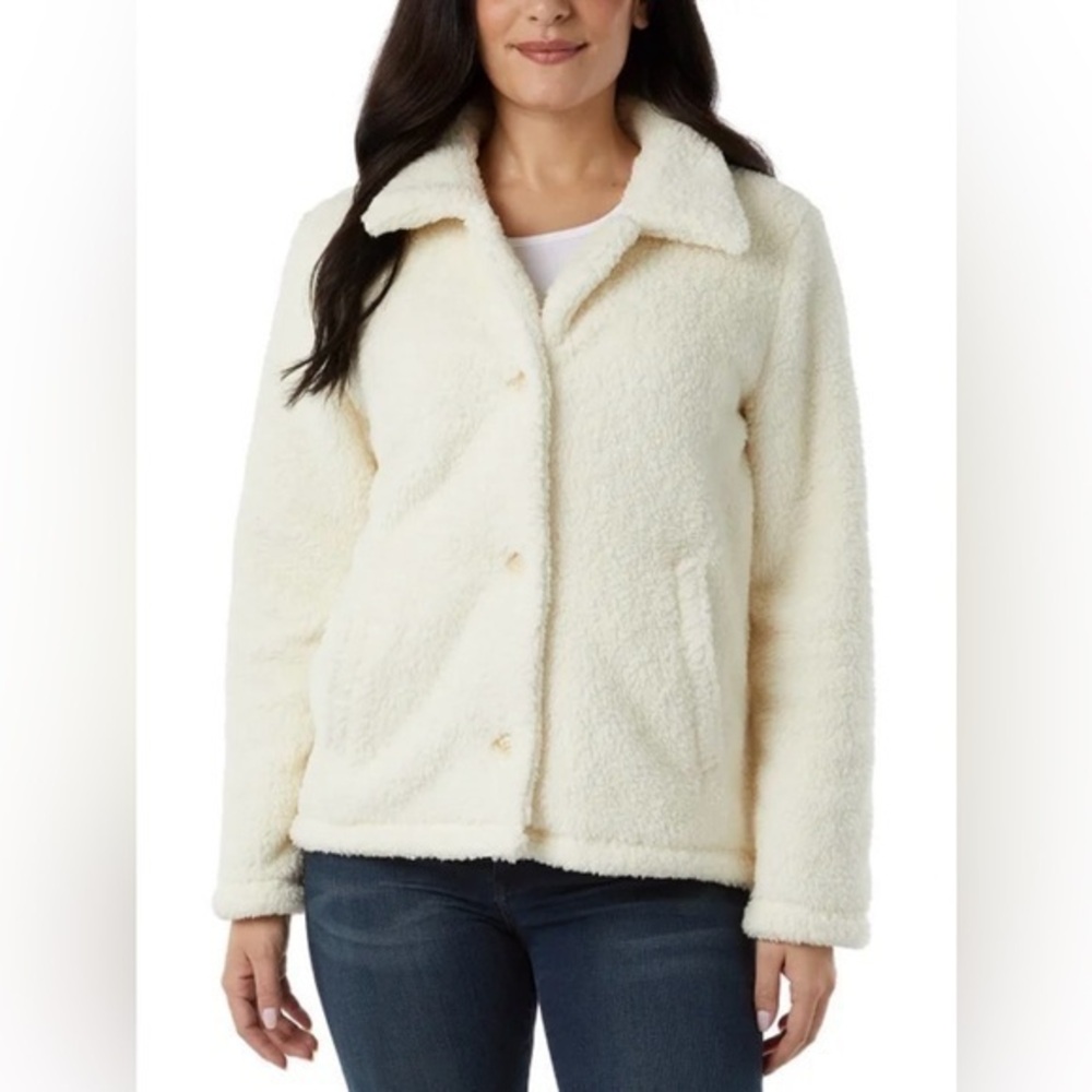 NWT 32 Degrees Women's Cream Teddy Jacket Size XL